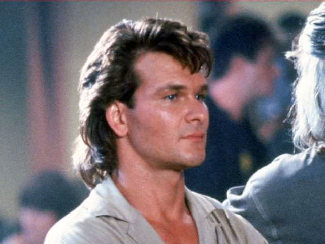 Patrick Swayze sporting a mullet haircut in 80s movie, Roadhouse